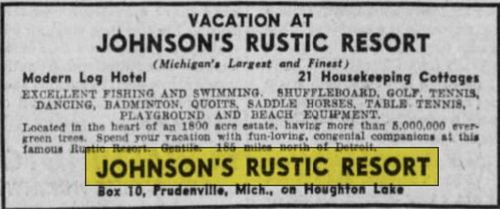 Johnsons Rustic Dance Palace (Johnsons Rustic Resort, Krauses Hotel) - May 1940 Ad (newer photo)